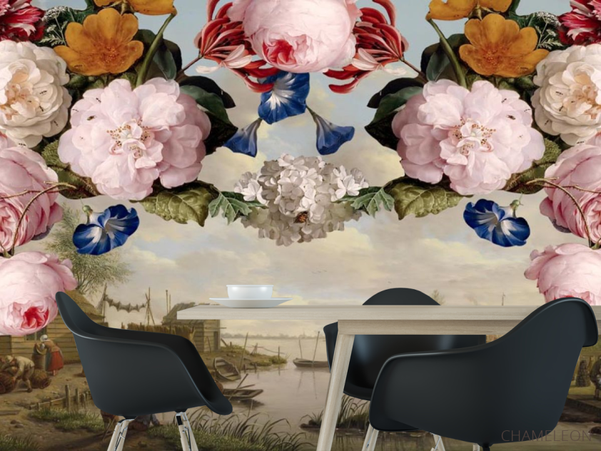 Фотошпалери Вінтажний принт з квітами - 1