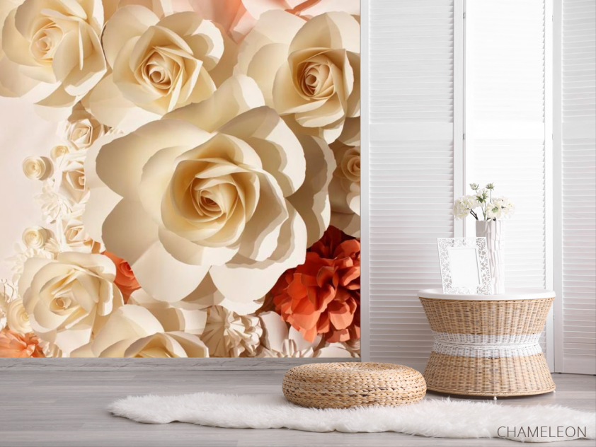 Фотошпалери 3D паперові троянди - 2