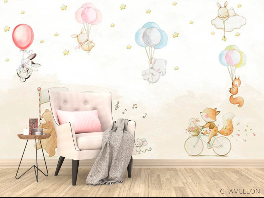 Фотообои зверюшки на воздушных шариках - 4