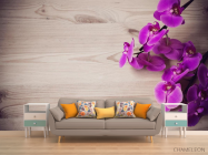 Фотообои фиолетовая орхидея на деревянном фоне - 1