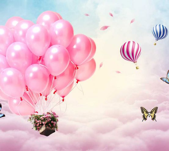 Фотошпалери Рожеві повітряні кульки в небі 22103