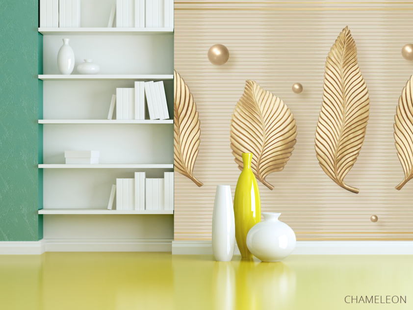 Фотошпалери Золоті листя 3д - 3