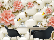 Фотошпалери Керамічні квіти на тлі оббивки - 1