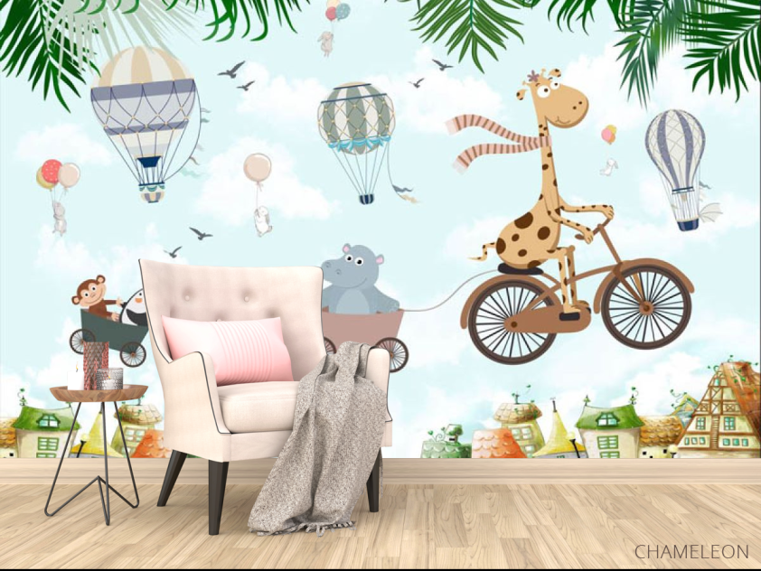 Фотообои Жирафик и домики - 4