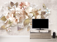 Фотообои Золотые 3д цветы - 2