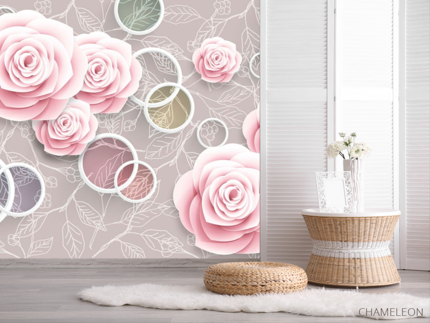 Фотошпалери Рожеві трояндочки 3Д - 2