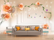 Фотообои Тонель с оранжевыми цветами - 1