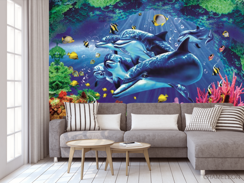 Фотообои 3д дельфины - 3