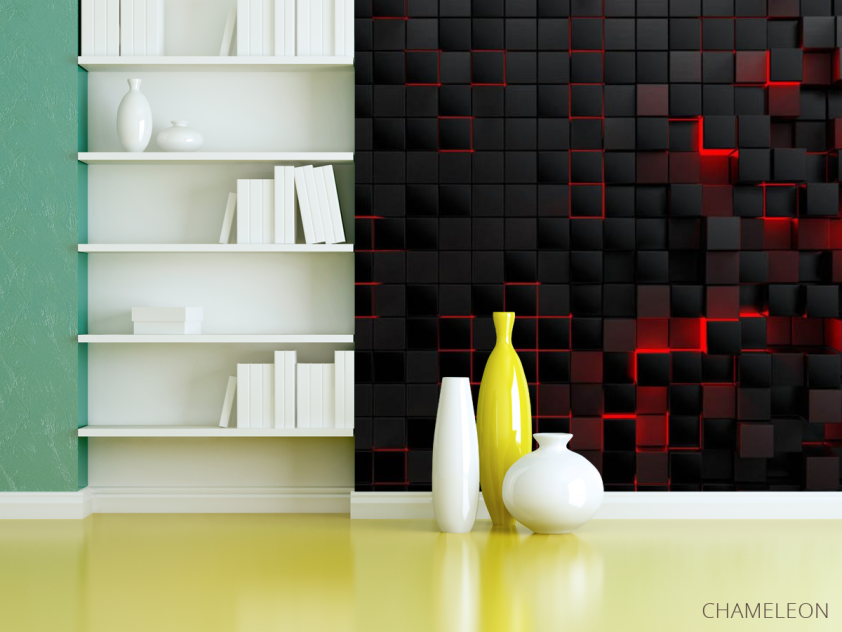 Фотошпалери 3Д стіна з квадратів - 3