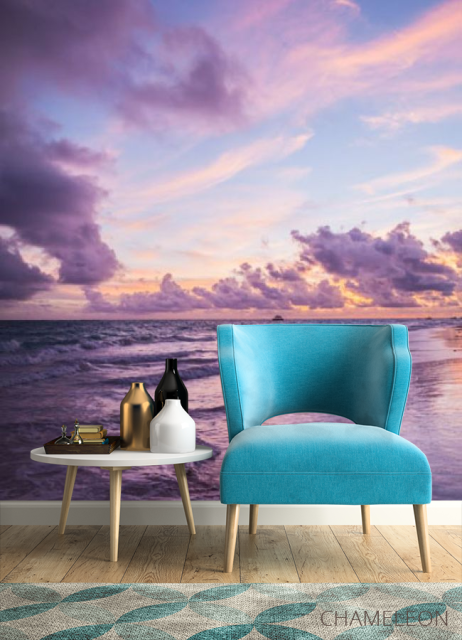 Фотообои Фиолетовый закат у моря - 4