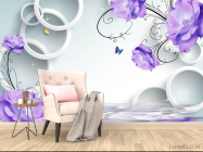 Фотообои Фиолетовые цветы с кругами - 4