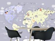 Фотошпалери фіолетова дитяча карта англійською - 1