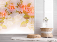 Фотошпалери Помаранчевий принт з квітами - 2