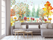 Фотообои Акварельный лес для детской - 3