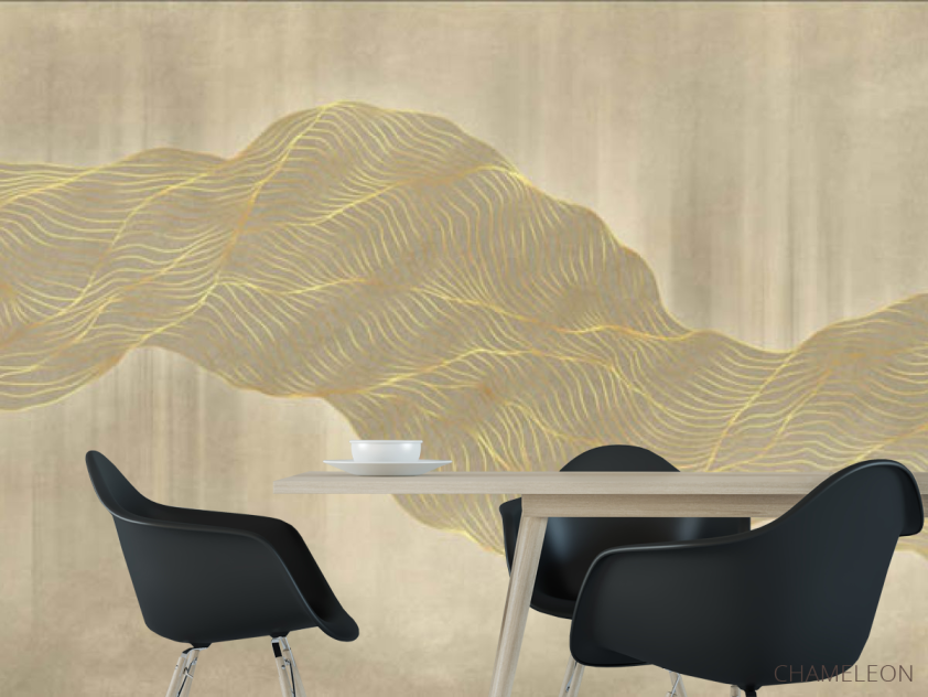 Фотошпалери абстрактні хвилі золоті - 1