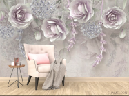 Фотообои Фиолетовые 3д цветы - 4