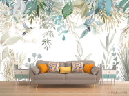 Фотообои Листья птропические и колибри - 1