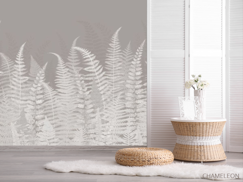 Фотошпалери листя папороті сірі - 2
