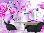 Фотошпалери 3д рожеві троянди - 1
