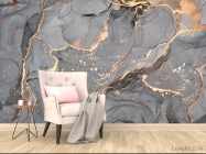 Фотообои Серый Fluid art с золотом - 4