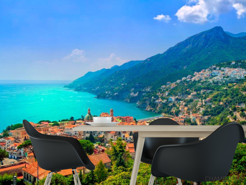 Фотошпалери Будинки, гори, вода - 1