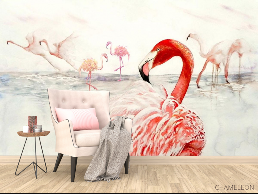 Фотообои Стая розовых фламинго - 4