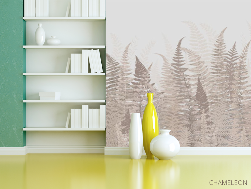 Фотошпалери листя папороті бежеві - 3