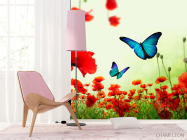 Фотошпалери Червоні маки з метеликами - 4