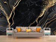 Фотообои Чёрный мрамор с золотом - 1