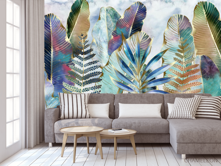 Фотообои золото тропические листья - 3