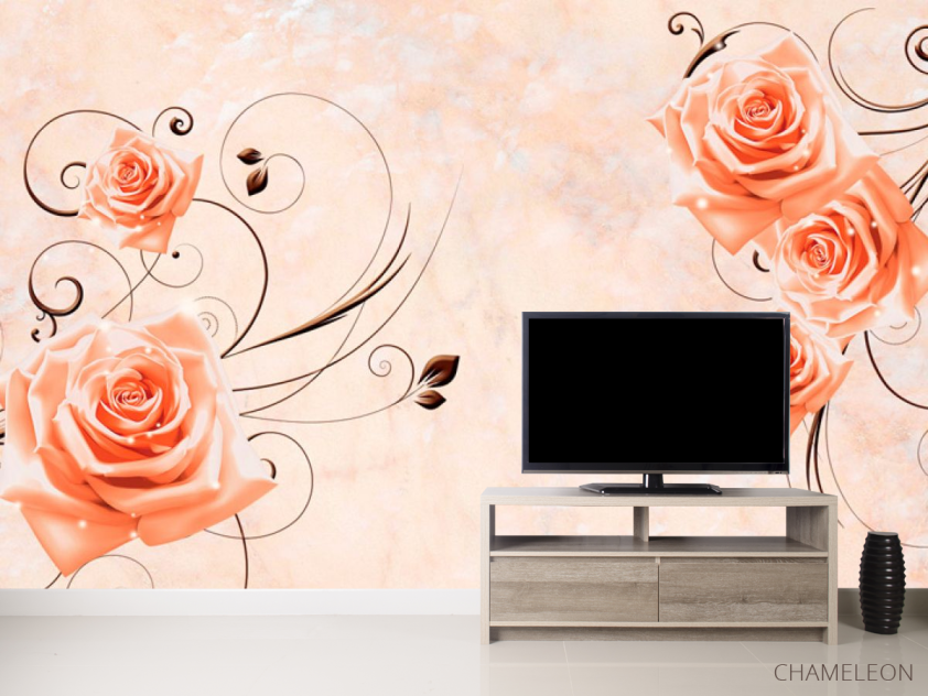 Фотообои 3D розы на нежном фоне - 2