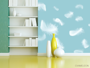 Фотошпалери білі пір'я на блакитному - 3