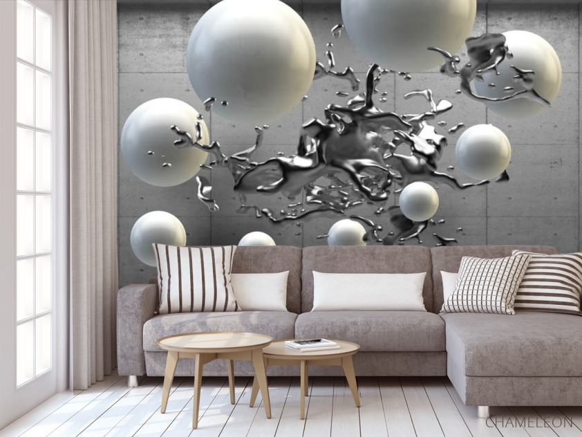 Фотообои 3д шары серые - 3