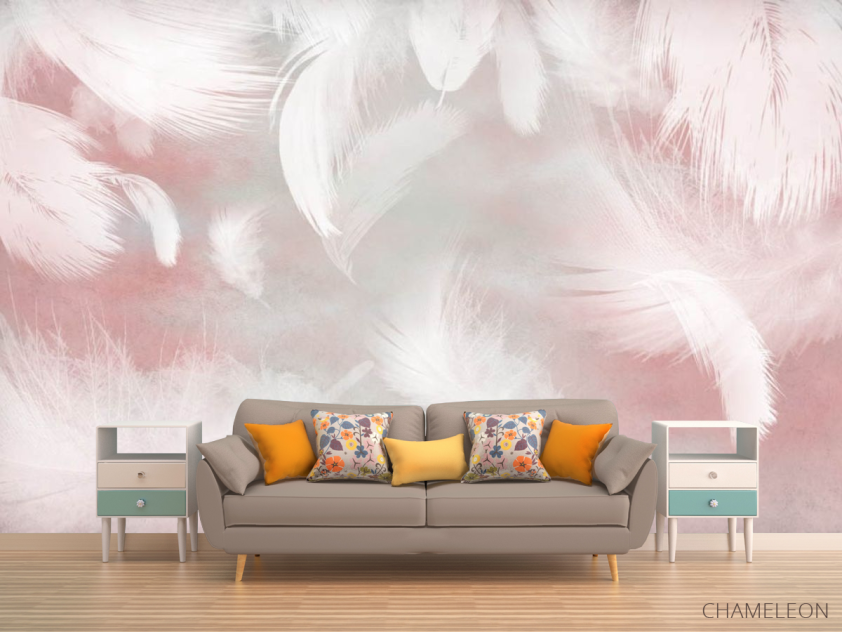 Фотообои Перья на розовом фоне - 1