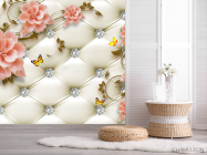 Фотошпалери Керамічні квіти на тлі оббивки - 2