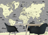 Фотошпалери Карта в сірому кольорі в дитячу - 1