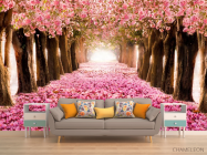 Фотообои аллея с розовыми лепестками - 1