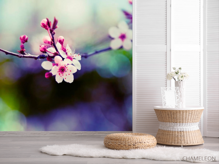 Фотошпалери Гілочка з рожевими квітами - 2