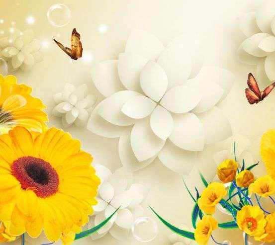 Фотообои Желтые герберы 3д Фотообои Желтые герберы 3д 22158