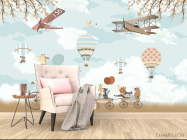 Фотообои Звери на велосипеде и воздушные шары - 4