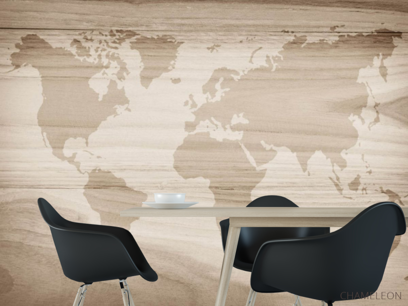 Фотошпалери Карта світу на тлі дерева - 1