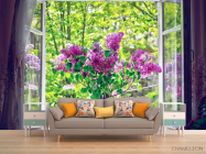 Фотообои сирень в вазе на окне - 1