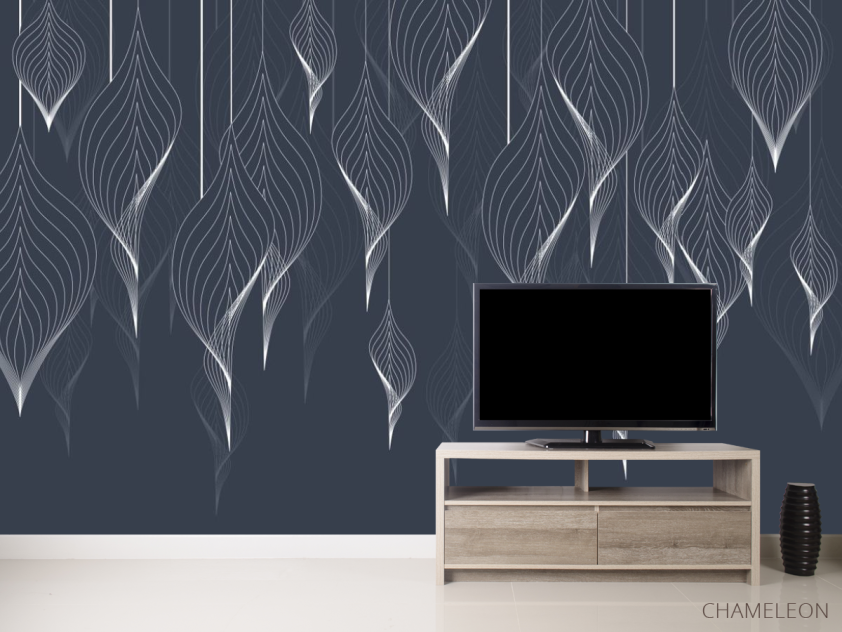 Фотообои листья в стиле line art - 2