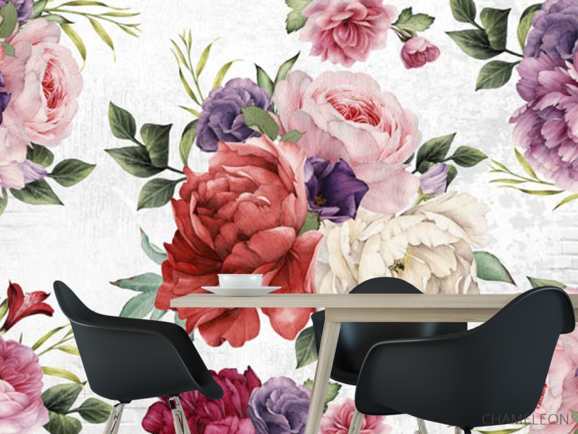 Фотошпалери Вінтажні яскраві квіти - 1