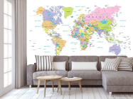 Фотообои Разноцветная карта мира на белом фоне - 3