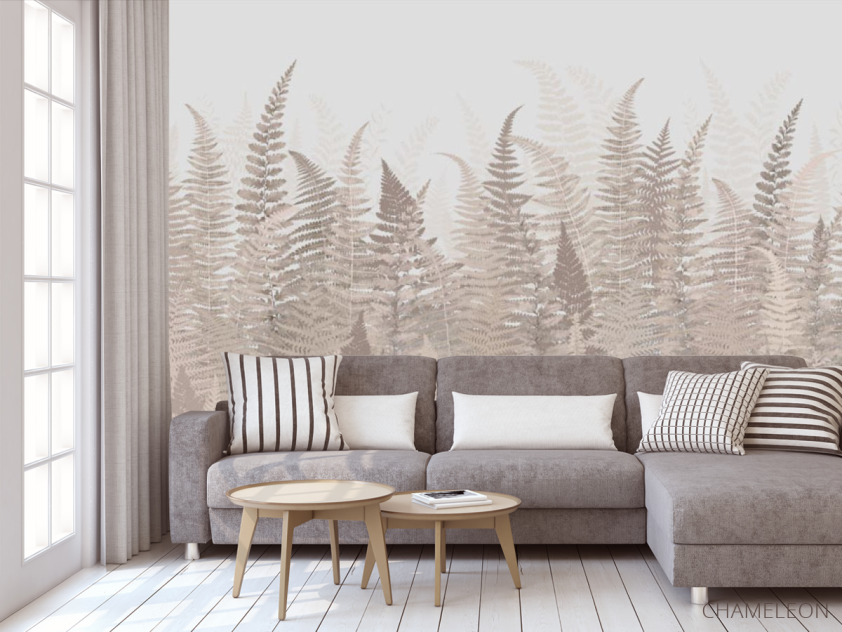 Фотообои Листья папоротника бежевые - 3