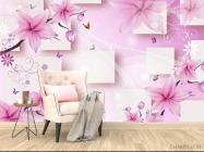 Фотообои 3д розовые цветы - 4