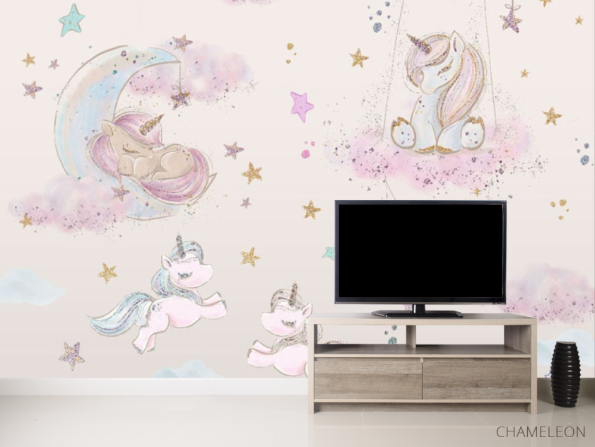 Фотообои Единорожки розовые для девочки - 2