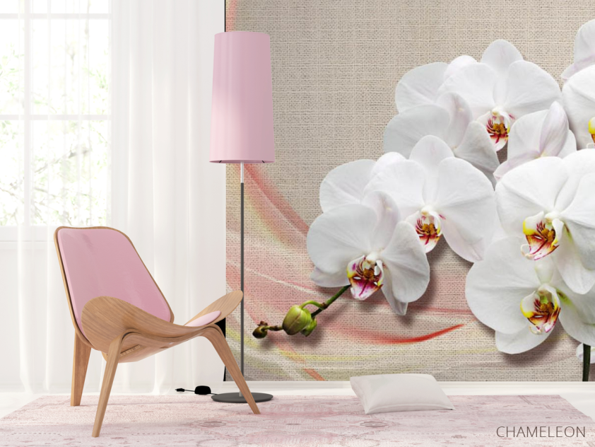 Фотошпалери Орхідеї на тлі тканини - 4