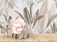 Фотообои Тропические листья в розовом оттенке - 4